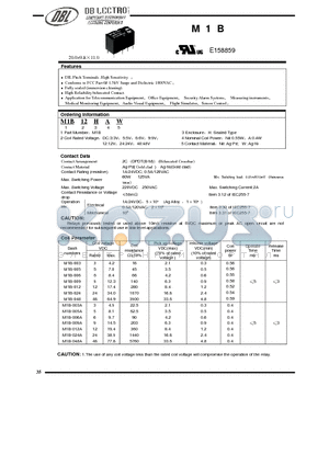 M1B12HW datasheet - DIL Pitch Terminals High Sensitivity Relay