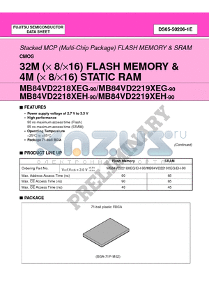 MB84VD22184EG datasheet - 32M (x 8/x16) FLASH MEMORY & 4M (x 8/x16) STATIC RAM