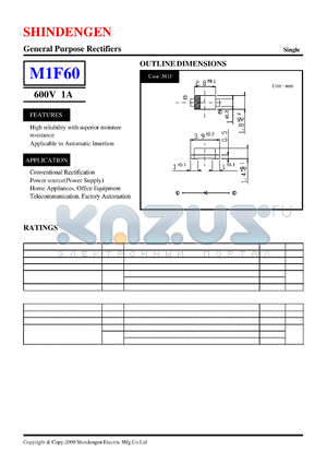 M1F60 datasheet - General Purpose Rectifiers(600V 1A)