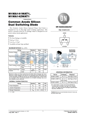 M1MA141WAT1 datasheet - COMMON ANODE DUAL SWITCHING DIODE