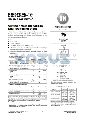 M1MA142WKT1G datasheet - Common Cathode Silicon Dual Switching Diode