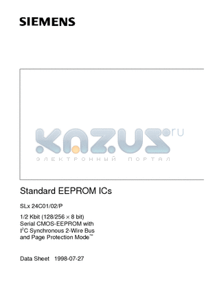 Q67100-H3546 datasheet - 1/2 Kbit 128/256 x 8 bit Serial CMOS EEPROMs, I2C Synchronous 2-Wire Bus