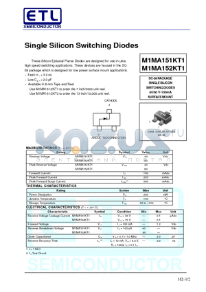 M1MA152KT1 datasheet - Single Silicon Switching Diodes