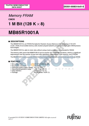 MB85R1001A datasheet - Memory FRAM CMOS 1 M Bit (128 K x 8)