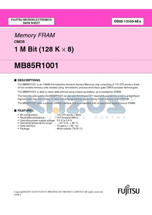 MB85R1001PFTN-GE1 datasheet - 1 M Bit (128 K  8)