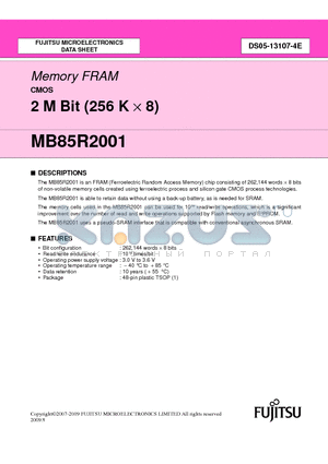 MB85R2001_09 datasheet - Memory FRAM CMOS 2 M Bit (256 K  8)