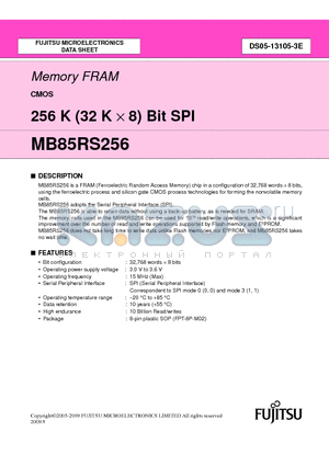 MB85RS256PNF-G-JN-ERE1 datasheet - Memory FRAM CMOS 256 K (32 K  8) Bit SPI