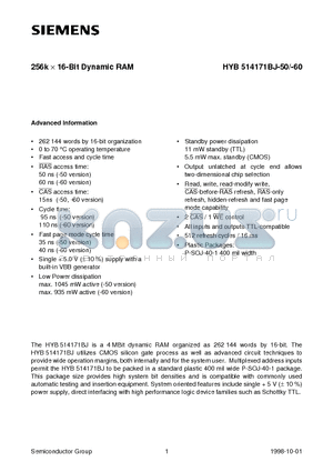 Q67100-Q2021 datasheet - 256k x 16-Bit Dynamic RAM