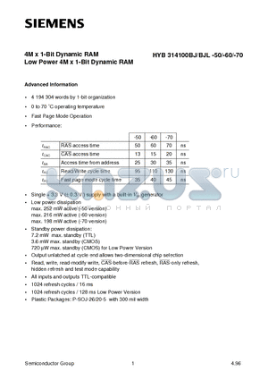 Q67100-Q2037 datasheet - 4M x 1-Bit Dynamic RAM Low Power 4M x 1-Bit Dynamic RAM