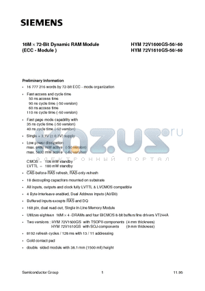 Q67100-Q2079 datasheet - 16M x 72-Bit Dynamic RAM Module