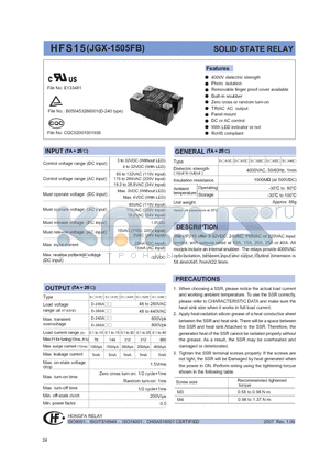 HFS15110A240A20PL datasheet - SOLID STATE RELAY