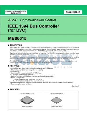 MB86615PBT datasheet - IEEE 1394 Bus Controller (for DVC)