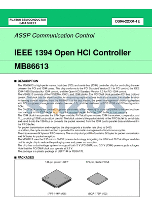 MB86613PFV datasheet - IEEE 1394 Open HCI Controller