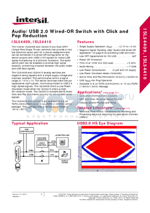 ISL54409EVAL1Z datasheet - Audio/USB 2.0 Wired-OR Switch with Click and Pop Reduction