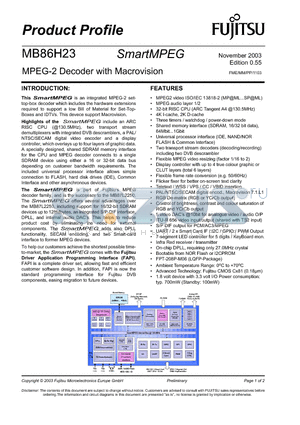 MB86H23 datasheet - MPEG-2 Decoder with Macrovision