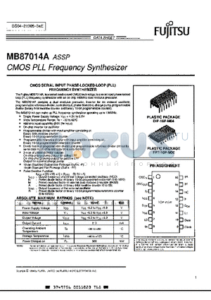 MB87014AFP datasheet - CMOS PLL Frequency Synthesizer