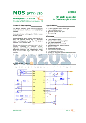 M2000C datasheet - PIR Light Controller for 3-Wire Applications