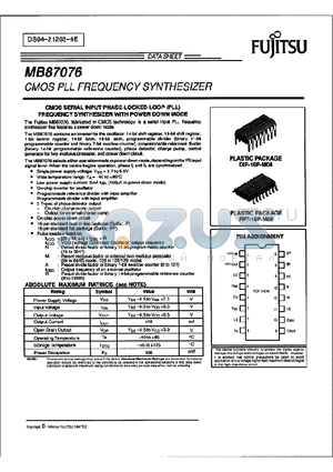 MB87076 datasheet - CMOS PLL FREQUENCY SYNTHSIZER