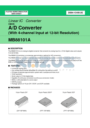 MB88101AP datasheet - A/D Converter (With 4-channel Input at 12-bit Resolution)