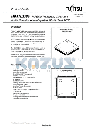 MB87L2250 datasheet - MPEG2 Transport, Video and Audio Decoder with integrated 32-Bit RISC CPU