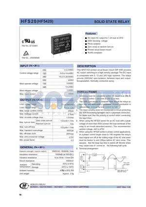 HFS20220A240A1.2ZN datasheet - SOLID STATE RELAY