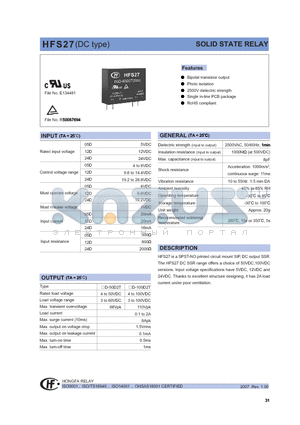 HFS2712D100D2T datasheet - SOLID STATE RELAY