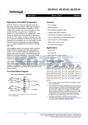 ISL55142IVZ datasheet - High-Speed 18V CMOS Comparators