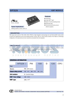 HFS29/PM200D120SA datasheet - IGBT MODULE