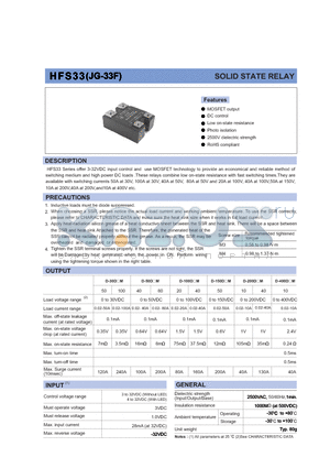 HFS33/3-200D40M-L555 datasheet - SOLID STATE RELAY