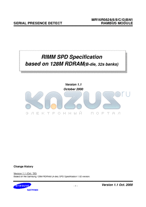 MR16R0824BN1-CK7 datasheet - RAMBUS MODULE