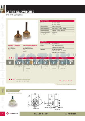 KC13C7.002SLF datasheet - ROTARY SWITCHES