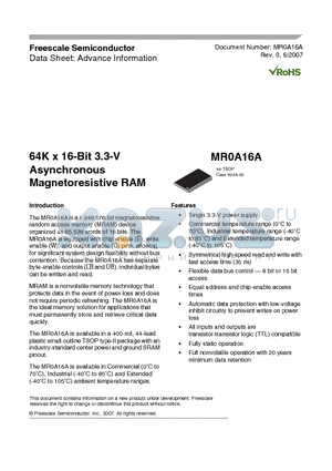 MR1A08AVYS35 datasheet - 64K x 16-Bit 3.3-V Asynchronous Magnetoresistive RAM