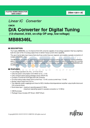 MB88346LP datasheet - D/A Converter for Digital Tuning (12-channel, 8-bit, on-chip OP amp, low-voltage)