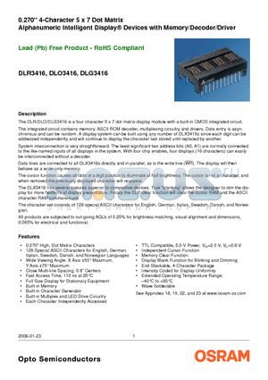 Q68000A8099 datasheet - Alphanumeric Intelligent Display^ Devices with Memory/Decoder/Driver