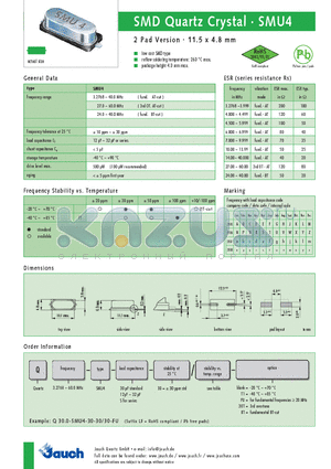 Q7.000-SMU4-12-20 datasheet - SMD Quartz Crystal