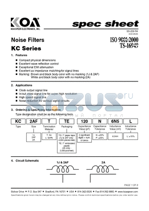KC2AFLTD151N16N5L datasheet - Noise Filters