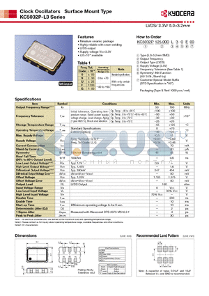 KC5032P-L3 datasheet - LVDS/ 3.3V/ 5.03.2mm