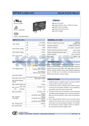 HFS411D4803PSG datasheet - SOLID STATE RELAY