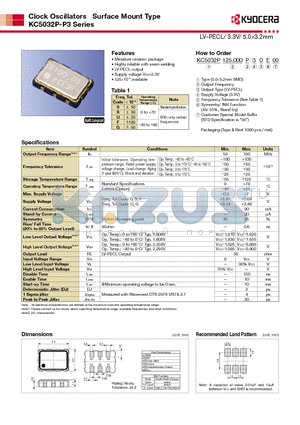 KC5032P-P3 datasheet - LV-PECL/ 3.3V/ 5.03.2mm