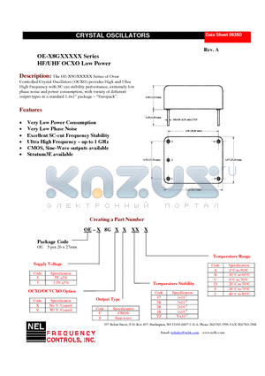 OE-38GXS17C datasheet - HF/UHF OCXO Low Power