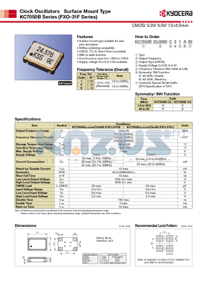 KC7050B datasheet - CMOS/ 3.3V/ 5.0V/ 7.05.0mm