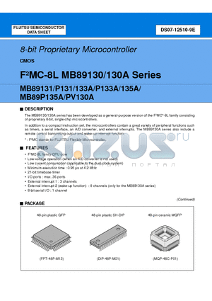MB89131PFM datasheet - 8-bit Proprietary Microcontroller