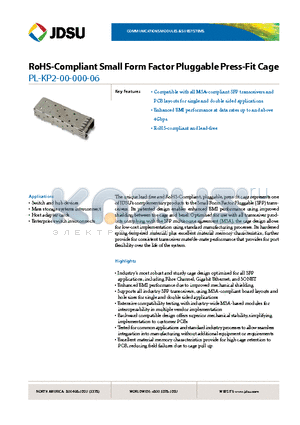 PL-KP2-00-000-06 datasheet - RoHS-Compliant Small Form Factor Pluggable Press-Fit Cage