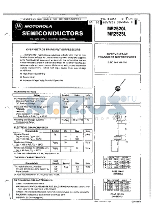 MR2520L datasheet - OVERCOLTAGE TRANSIENT SUPPRESSORS 2.5K - 10K WATTS