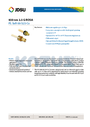 PL-SXR-00-S23-CX datasheet - 850 nm 2.5 G ROSA