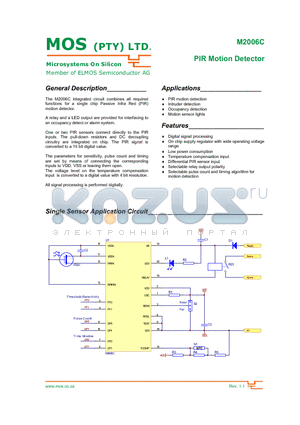 M2006C-SO20-300 datasheet - PIR Motion Detector