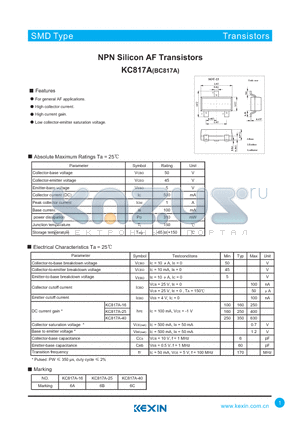 KC817A datasheet - NPN Silicon AF Transistors