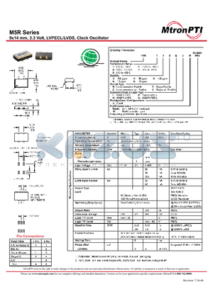 M5R23ZLJ datasheet - 9x14 mm, 3.3 Volt, LVPECL/LVDS, Clock Oscillator