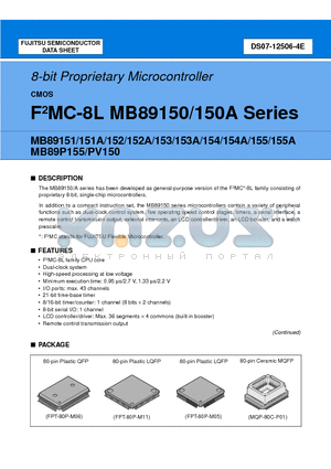 MB89151PFM datasheet - 8-bit Proprietary Microcontroller