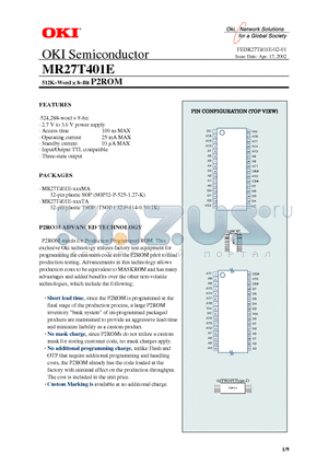 MR27T401E datasheet - 512k-Word x 8-Bit